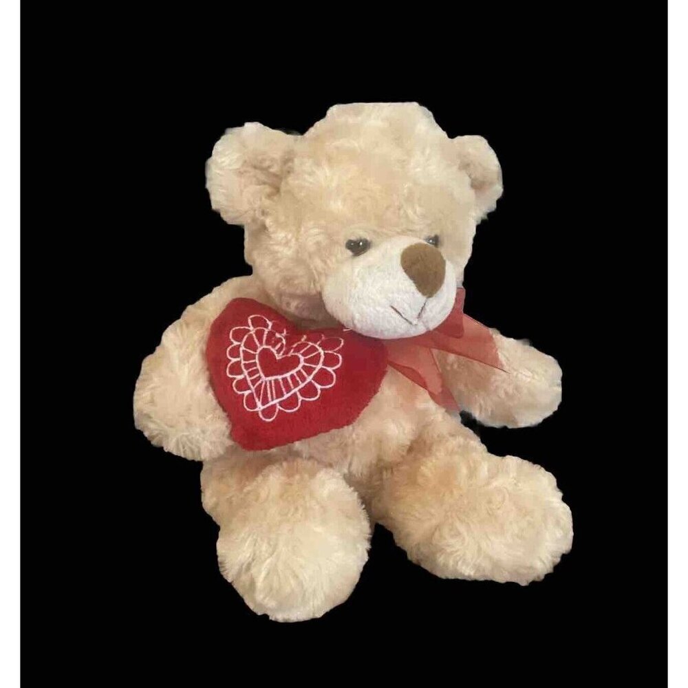 Valentine’s Day Soft Teddy Bear Plush Stuffed Animal with Red Bow Heart